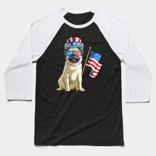 Pug 4th of July Funny Gift Baseball T-Shirt